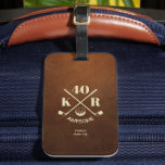 Modern 40th 50th Birthday Father's day Golf Dad Luggage Tag<br><div class="desc">Swing into a modern celebration with our customizable Modern 40th, 50th, or 60th Birthday Golf luggage tag Monogram on the brown leather background. Personalize the age number or year, monogram initials, and keep or replace the word "Awesome" to create a unique keepsake. Whether he's turning 40, 50, or 60, 70-99,...</div>
