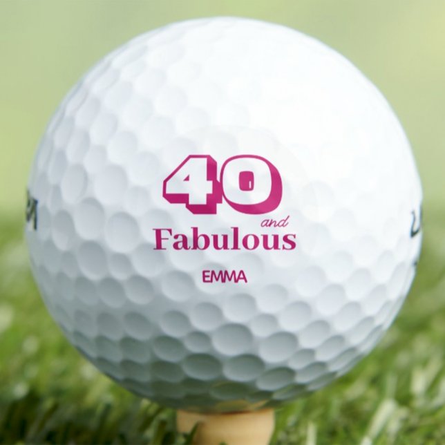 Modern 40th Birthday Golfer - Pink Calligraphy Golf Balls (Creator Uploaded)