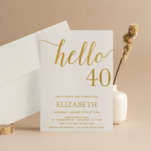 Modern 40th birthday HELLO 40 Adult Birthday Invitation