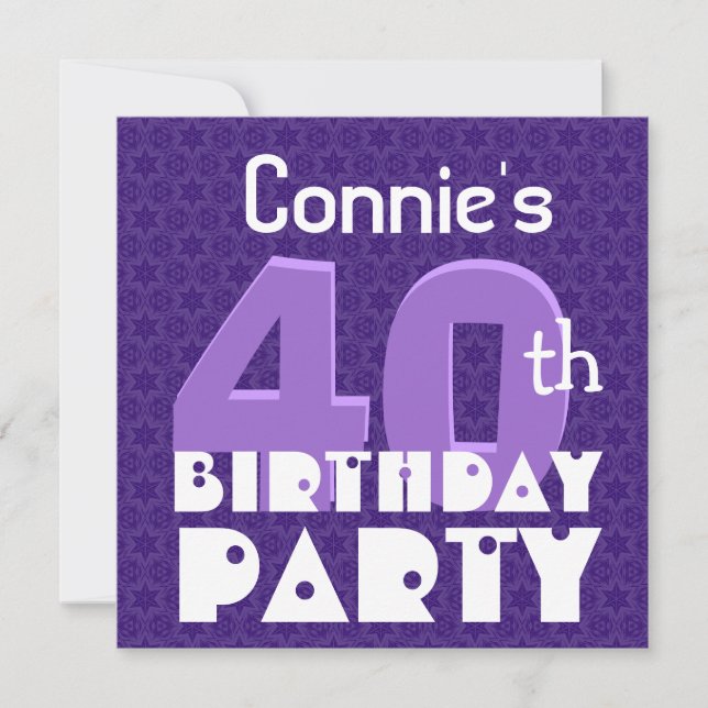 Modern 40th Birthday Party Blue Template S300 (Front)