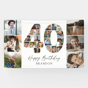 Modern 40th Birthday Photo Collage Banner