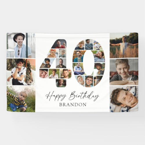 Modern 40th Birthday Photo Collage Banner