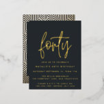Modern 40th birthday simple stylish elegant foil holiday postcard<br><div class="desc">Modern 40th birthday simple stylish elegant real foil script & geometric 40th birthday invite. Modern geometric backer pattern. Part of a collection.</div>
