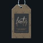 Modern 40th birthday simple stylish elegant  gift tags<br><div class="desc">Modern 40th birthday simple stylish elegant gold script & geometric 40th birthday. Modern geometric pattern,  black and gold. Part of a collection.</div>