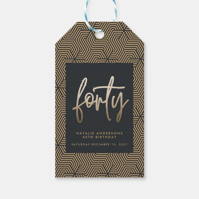 Modern 40th birthday simple stylish elegant  gift tags