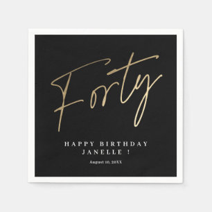Modern 40th birthday simple stylish elegant napkins