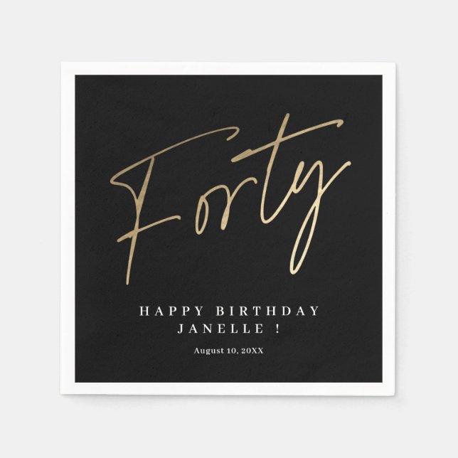 Modern 40th birthday simple stylish elegant napkins (Front)