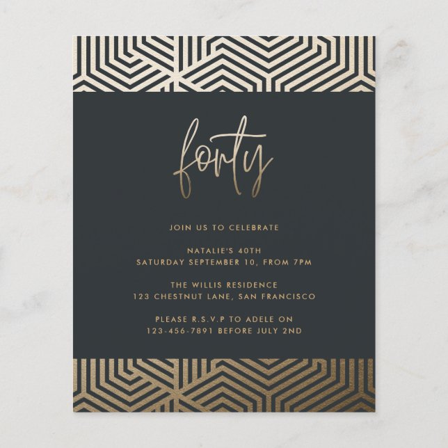 Modern 40th birthday simple stylish elegant script (Back)