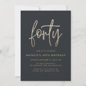 Modern 40th birthday simple stylish elegant script (Front)