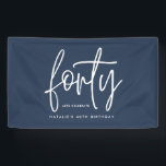 Modern 40th birthday simple stylish elegant script banner<br><div class="desc">Modern 40th birthday simple stylish elegant script & geometric 40th birthday party decor banner. Part of a collection. Color can be changed.</div>