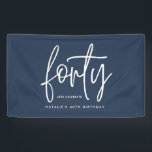 Modern 40th birthday simple stylish elegant script banner<br><div class="desc">Modern 40th birthday simple stylish elegant script & geometric 40th birthday party decor banner. Part of a collection. Color can be changed.</div>