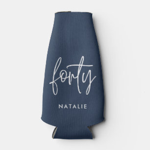 Modern 40th birthday simple stylish elegant script bottle cooler