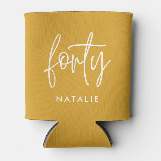 Modern 40th birthday simple stylish elegant script can cooler (Front)