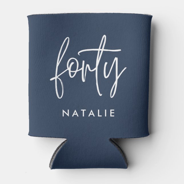 Modern 40th birthday simple stylish elegant script can cooler (Front)