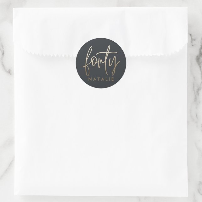 Modern 40th birthday simple stylish elegant script classic round sticker (Bag)