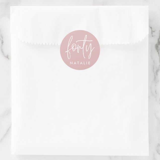 Modern 40th birthday simple stylish elegant script classic round sticker (Bag)