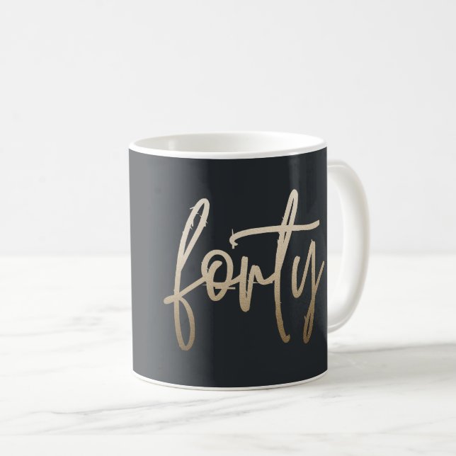 Modern 40th birthday simple stylish elegant script coffee mug (Front Right)