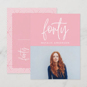 Modern 40th birthday simple stylish elegant script invitation postcard