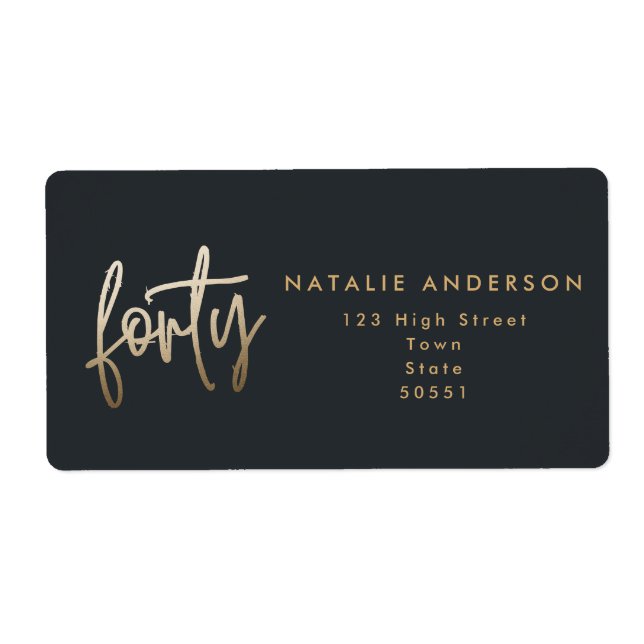 Modern 40th birthday simple stylish elegant script label (Front)