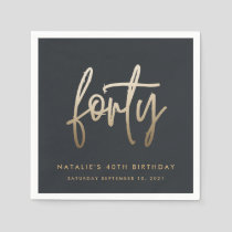 Modern 40th birthday simple stylish elegant script napkins