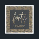 Modern 40th birthday simple stylish elegant script napkins<br><div class="desc">Modern 40th birthday simple stylish elegant gold script & geometric 40th birthday. Modern geometric pattern,  black and gold. Part of a collection.</div>