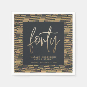 Modern 40th birthday simple stylish elegant script napkins