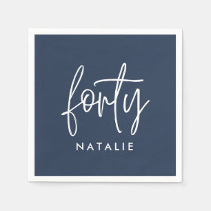 Modern 40th birthday simple stylish elegant script napkins