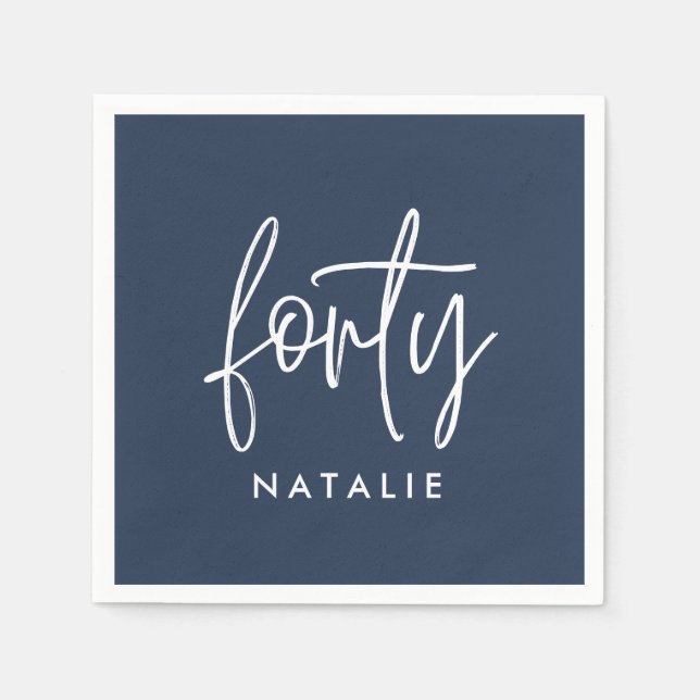 Modern 40th birthday simple stylish elegant script napkins (Front)