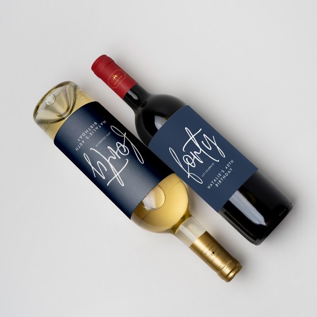 Modern 40th birthday simple stylish elegant script wine label (Creator Uploaded)