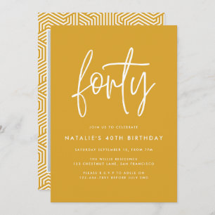Modern 40th birthday simple stylish script photo