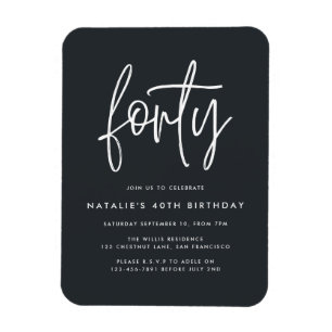 Modern 40th birthday simple stylish script photo magnet