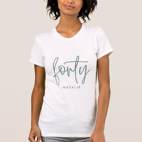 Modern 40th birthday simple stylish script photo T-Shirt