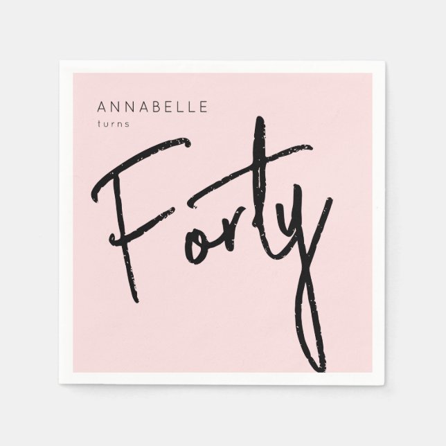 Modern 40th Forty Fortieth birthday Napkins (Front)