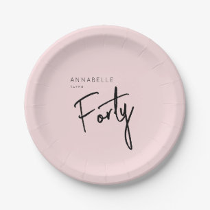Modern 40th Forty Fortieth birthday Paper Plates