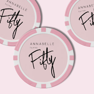 Modern 40th Forty Fortieth birthday Poker Chips