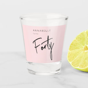 Modern 40th Forty Fortieth birthday Shot Glass