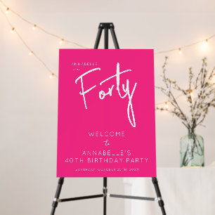 Modern 40th Forty Fortieth hot pink birthday Foam Board
