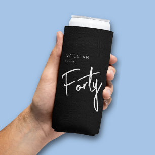 Modern 40th Forty Fortieth men's birthday black Seltzer Can Cooler