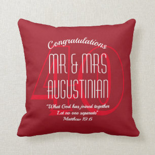 Modern   40th RUBY Wedding Anniversary   Christian Throw Pillow