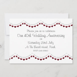 Modern 40th Ruby Wedding Anniversary Invitation