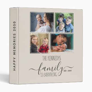 Modern 4 Family Photo Collage Picture Album Beige  3 Ring Binder