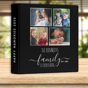Modern 4 Family Photo Collage Picture Album Black 3 Ring Binder