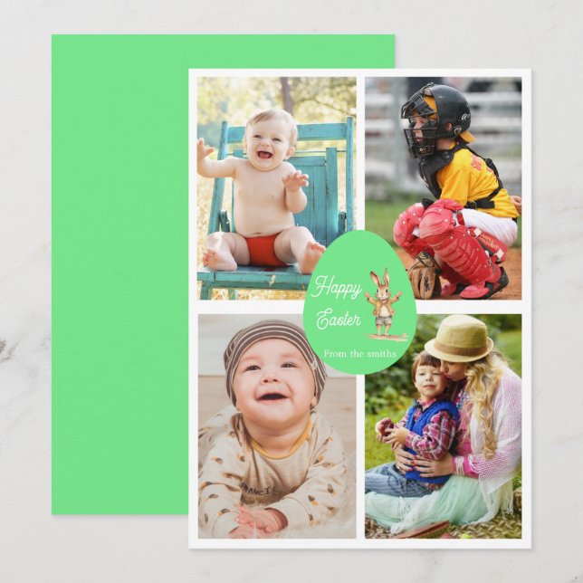 Modern 4 image easter  holiday card (Front/Back)