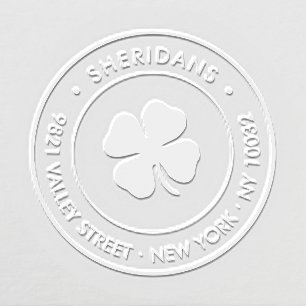 Modern 4 Leaf Clover Family Return Address Embosser