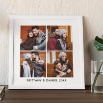 Modern 4 Photo Collage Couple Peel And Stick Photo Tile