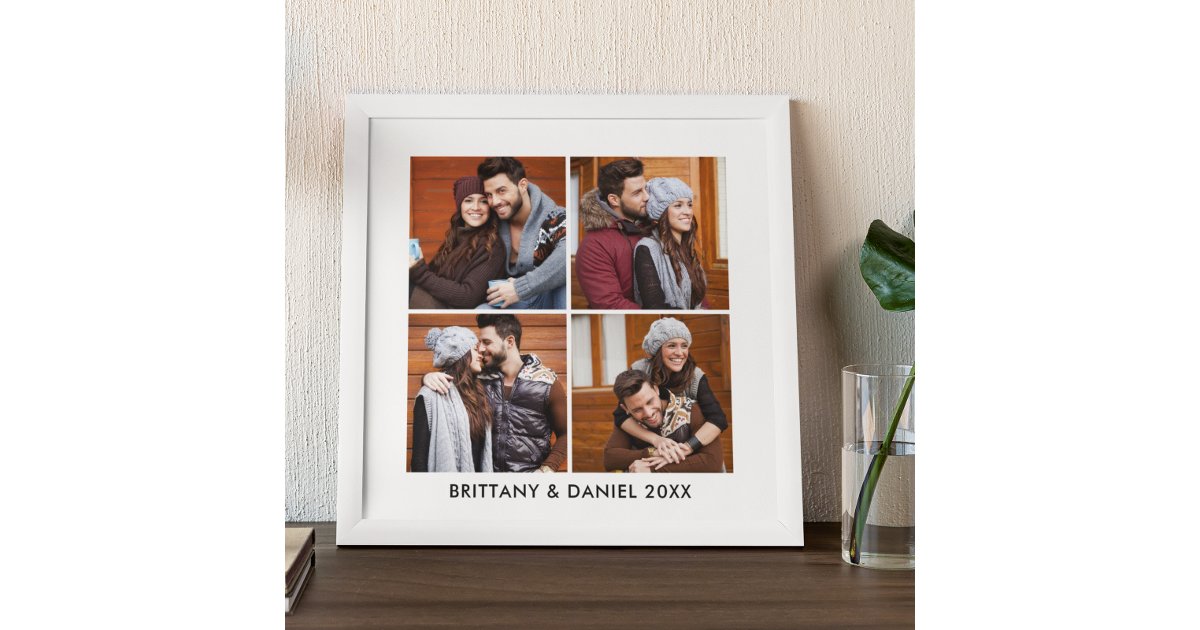Modern 4 Photo Collage Couple Peel And Stick Photo