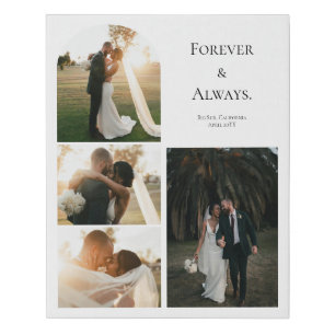 Modern 4 Photo Collage Couple Wedding Anniversary Faux Canvas Print