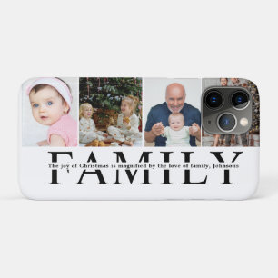 Modern 4 Photo Collage Family christmas quote iPhone 11 Pro Case