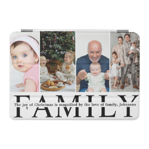 Modern 4 Photo Collage Family christmas quote iPad Mini Cover