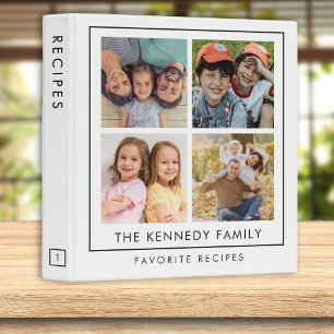 Modern 4 Photo Collage Family Recipes Cookbook 3 Ring Binder
